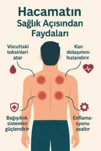 Hacamatın faydalarını gösteren vücut şeması